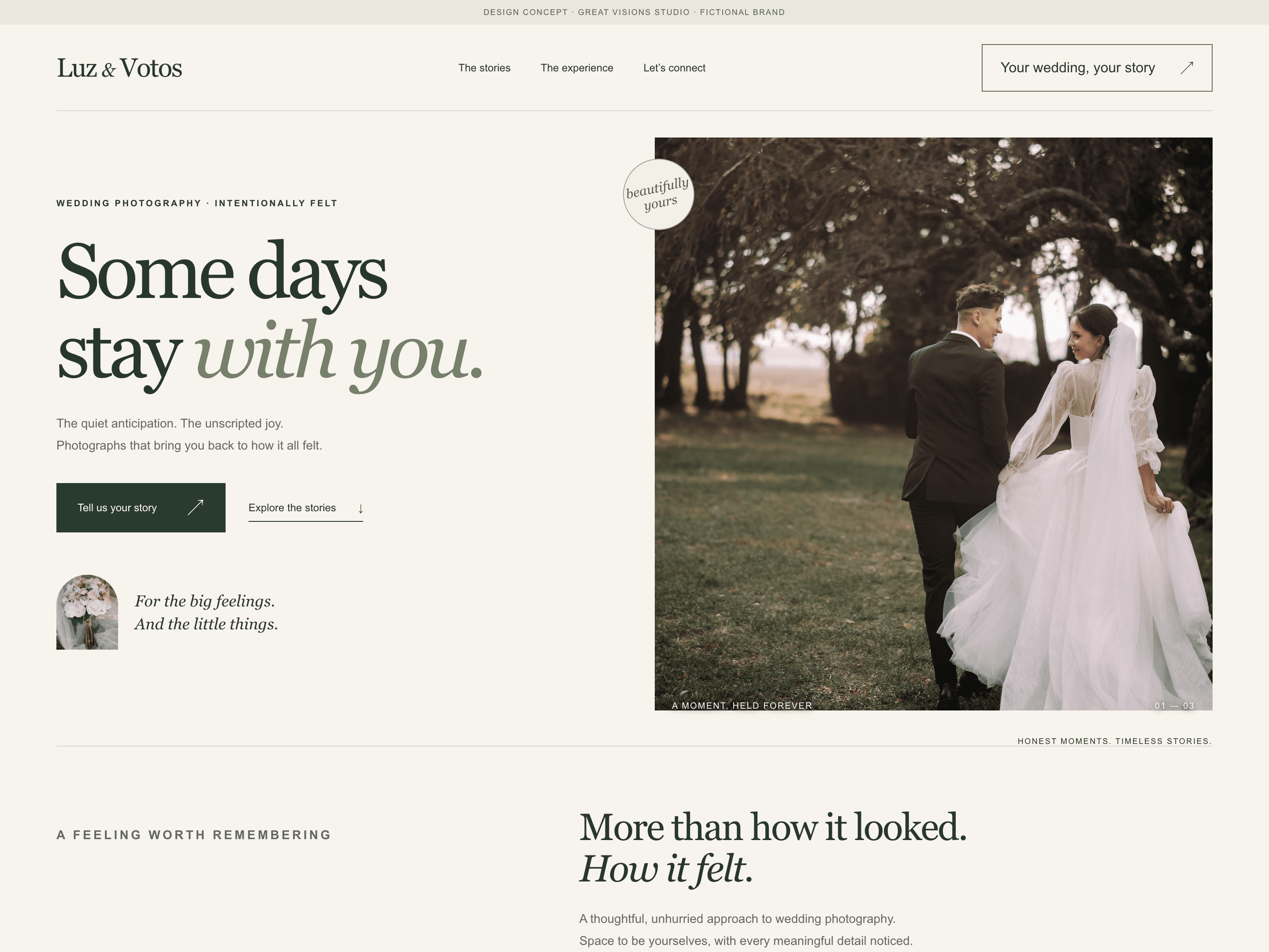 Desktop and mobile previews of the Luz & Votos wedding photography website concept