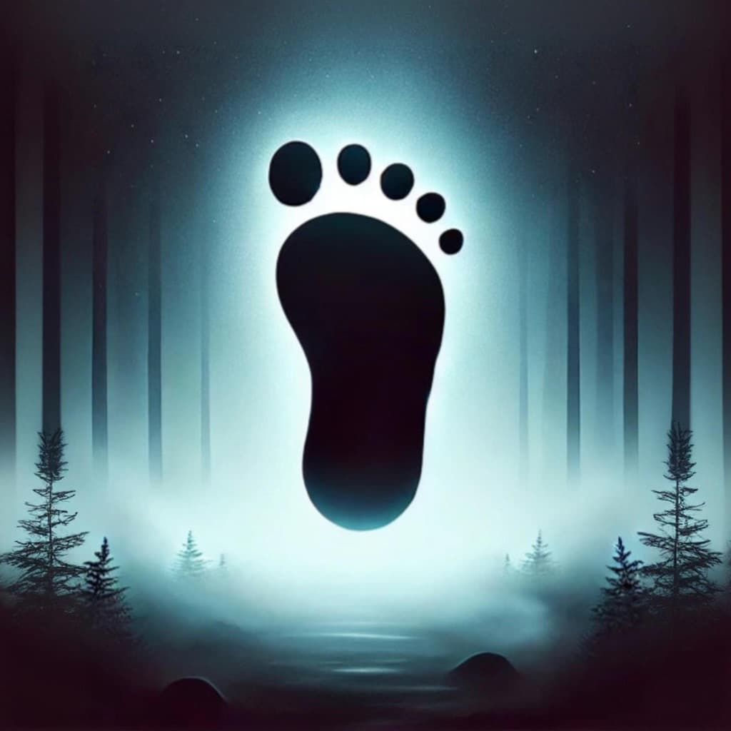 Step By Step app icon with a footprint glowing over a misty forest.